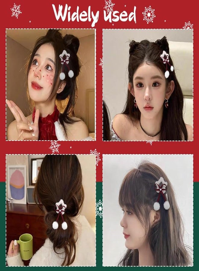 YangQian Star Bow Hair Clips Accessories Holiday Christmas Barrettes for Girls Womens Princess Hair Bows for Party Snap Hairclip Barrettes for Daily Use Fluffy Plush Side Clip Non Slip Dance Festival Hairclips - Image 2